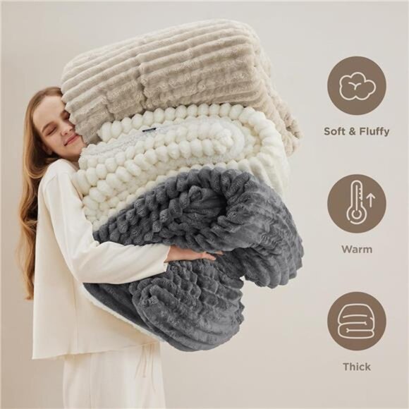 Bedsure Sherpa Throw Blanket for Couch - Super Soft, Cozy Fleece Thick Warm - Picture 5 of 7